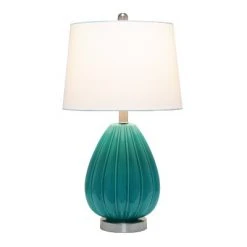 Pleated Table Lamp with Fabric Shade Teal - Lalia Home