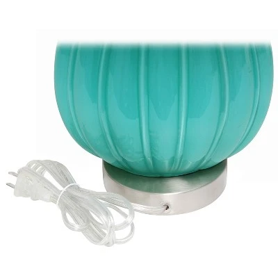 Pleated Table Lamp with Fabric Shade Teal - Lalia Home 5 Pleated Table Lamp with Fabric Shade Teal - Lalia Home - Image 5