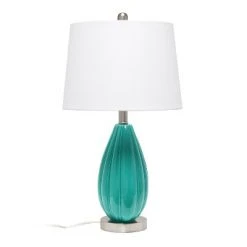 Pleated Table Lamp with Fabric Shade Teal - Lalia Home 12 Pleated Table Lamp with Fabric Shade Teal - Lalia Home -Desk Lamps sales shop unnamed file 3637