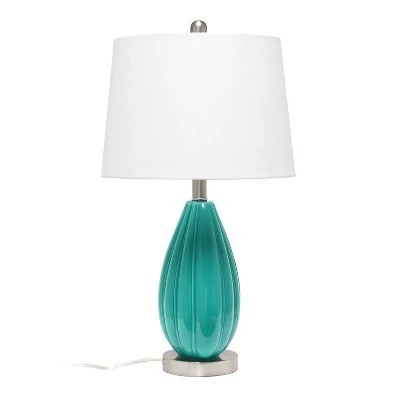 Pleated Table Lamp with Fabric Shade Teal - Lalia Home 6 Pleated Table Lamp with Fabric Shade Teal - Lalia Home - Image 6