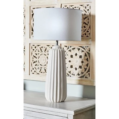 Olivia & May 24" x 13" Ceramic Tapered Cylindrical Table Lamp White - Olivia & May 1 Olivia & May 24" x 13" Ceramic Tapered Cylindrical Table Lamp White - Olivia & May