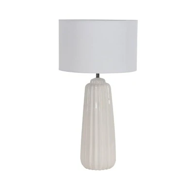 Olivia & May 24" x 13" Ceramic Tapered Cylindrical Table Lamp White - Olivia & May 3 Olivia & May 24" x 13" Ceramic Tapered Cylindrical Table Lamp White - Olivia & May - Image 3