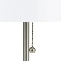 19" Metal Stick Table Lamp with Pull Chain Silver - Cresswell Lighting