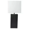 Leather Table Lamp with Fabric Shade Black - Elegant Designs