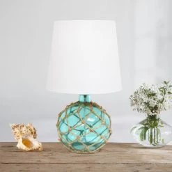 Buoy Rope Nautical Netted Coastal Sea Glass Table Lamp Aqua - Elegant Designs -Desk Lamps sales shop unnamed file 3678