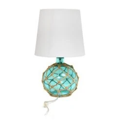 Buoy Rope Nautical Netted Coastal Sea Glass Table Lamp Aqua - Elegant Designs -Desk Lamps sales shop unnamed file 3680