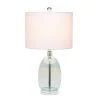 Glass Table Lamp with White Drum Shade Blue - Lalia Home
