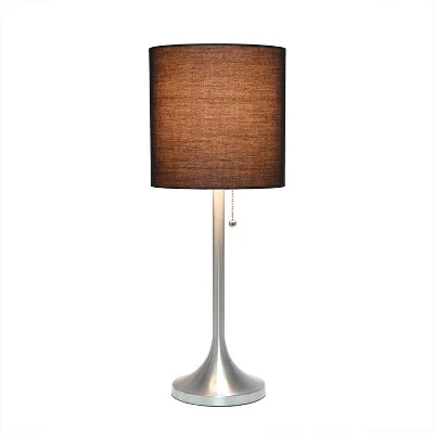 Tapered Desk Lamp with Fabric Drum Shade Black/Silver - Simple Designs 1 Tapered Desk Lamp with Fabric Drum Shade Black/Silver - Simple Designs