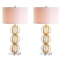 (Set of 2) 29" Annistyn Table Lamp Brass Gold (Includes LED Light Bulb) - Safavieh