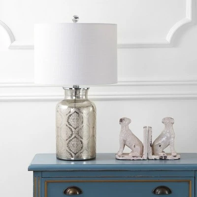 JONATHAN Y 24.5" Glass Emilia Trellis Pattern Table Lamp (Includes LED Light Bulb) Silver - JONATHAN Y 2 JONATHAN Y 24.5" Glass Emilia Trellis Pattern Table Lamp (Includes LED Light Bulb) Silver - JONATHAN Y - Image 2