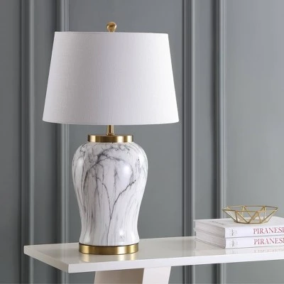 JONATHAN Y 28" Prague Ceramic Marble Table Lamp (Includes LED Light Bulb) White - JONATHAN Y 2 JONATHAN Y 28" Prague Ceramic Marble Table Lamp (Includes LED Light Bulb) White - JONATHAN Y - Image 2
