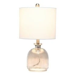 Hammered Glass Jar Table Lamp with Linen Shade White - Lalia Home
