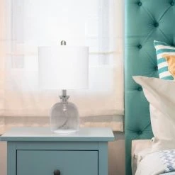 Hammered Glass Jar Table Lamp with Linen Shade White - Lalia Home -Desk Lamps sales shop unnamed file 3802