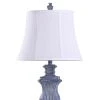 Tao's Textured Urn Table Lamp with Bell Shade Denim Blue - StyleCraft