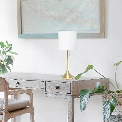 Tapered Desk Lamp with Fabric Drum Shade White - Simple Designs 3 Tapered Desk Lamp with Fabric Drum Shade White - Simple Designs - Image 3