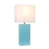 21" Monaco Avenue Modern Leather Table Lamp Aqua - Elegant Designs