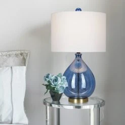 24" Table Lamp Blue (Includes LED Light Bulb) - Cresswell Lighting