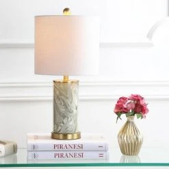 JONATHAN Y 20.5" Ceramic Swirl Table Lamp (Includes LED Light Bulb) Green - JONATHAN Y