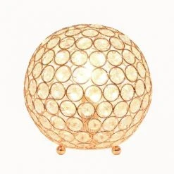 8" Elipse Crystal Ball Sequin Table Lamp Rose Gold - Elegant Designs