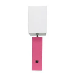 Modern Leather Table Lamp with USB and Fabric Shade Hot Pink - Elegant Designs -Desk Lamps sales shop unnamed file 3871