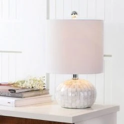 JONATHAN Y 16" Wilson Seashell Table Lamp White (Includes LED Light Bulb) - JONATHAN Y