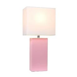 21" Monaco Avenue Modern Leather Table Lamp Pink - Elegant Designs