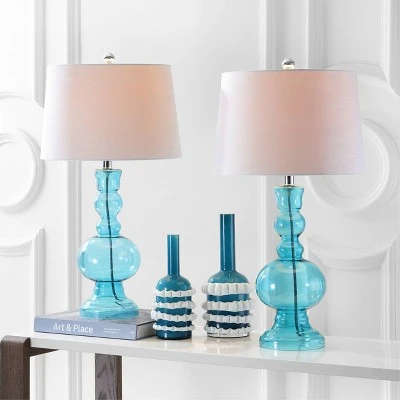 JONATHAN Y 28.5" (Set of 2) Genie Glass Table Lamps (Includes LED Light Bulb) - JONATHAN Y Navy 1 JONATHAN Y 28.5" (Set of 2) Genie Glass Table Lamps (Includes LED Light Bulb) - JONATHAN Y Navy