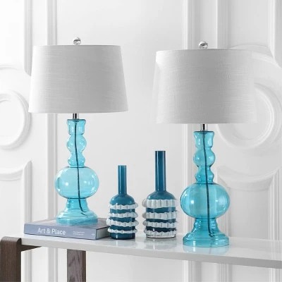 JONATHAN Y 28.5" (Set of 2) Genie Glass Table Lamps (Includes LED Light Bulb) - JONATHAN Y Navy 2 JONATHAN Y 28.5" (Set of 2) Genie Glass Table Lamps (Includes LED Light Bulb) - JONATHAN Y Navy - Image 2