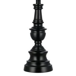 27" 3-Way Decorative Metal Table Lamp with Linen Shade (Includes LED Light Bulb) Black - Cresswell Lighting