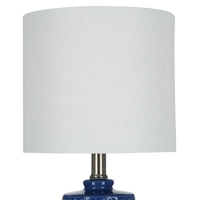 18" Textured Ceramic Table Lamp with Linen Shade (Includes LED Light Bulb) Blue - Cresswell Lighting 2 18" Textured Ceramic Table Lamp with Linen Shade (Includes LED Light Bulb) Blue - Cresswell Lighting - Image 2
