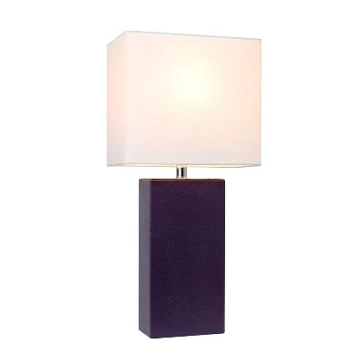 21" Monaco Avenue Modern Leather Table Lamp Eggplant - Elegant Designs 1 21" Monaco Avenue Modern Leather Table Lamp Eggplant - Elegant Designs
