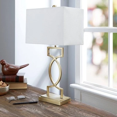 24.5" The Estelle Silverwood Table Lamp with Shade (Includes CFL Light Bulb) Gold - Decor Therapy 2 24.5" The Estelle Silverwood Table Lamp with Shade (Includes CFL Light Bulb) Gold - Decor Therapy - Image 2