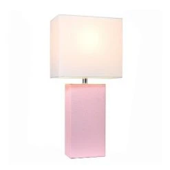 21" Monaco Avenue Modern Leather Table Lamp Blush Pink - Elegant Designs