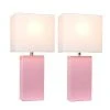 (2 pk) 21" Monaco Avenue Modern Leather Table Lamp Pink - Elegant Designs