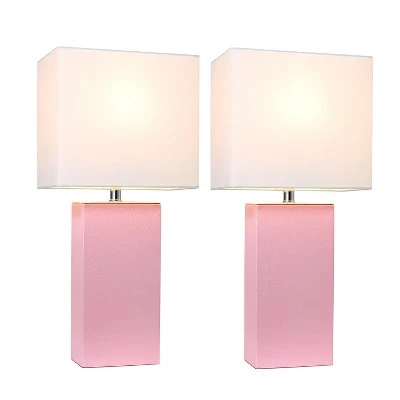 (2 pk) 21" Monaco Avenue Modern Leather Table Lamp Pink - Elegant Designs 1 (2 pk) 21" Monaco Avenue Modern Leather Table Lamp Pink - Elegant Designs