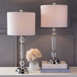 JONATHAN Y 27" (Set of 2) Victoria Crystal Table Lamp (Includes LED Light Bulb) Clear - JONATHAN Y