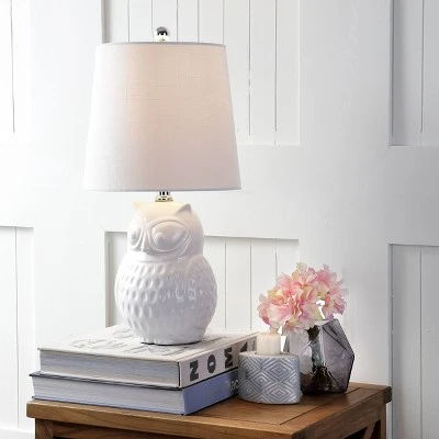 JONATHAN Y 20.5" Ceramic Hoot Mini Table Lamp (Includes LED Light Bulb) White - JONATHAN Y 1 JONATHAN Y 20.5" Ceramic Hoot Mini Table Lamp (Includes LED Light Bulb) White - JONATHAN Y