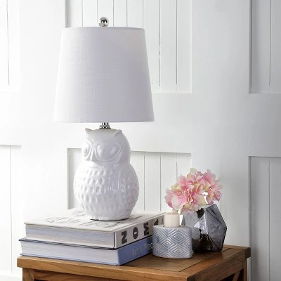 JONATHAN Y 20.5" Ceramic Hoot Mini Table Lamp (Includes LED Light Bulb) White - JONATHAN Y 2 JONATHAN Y 20.5" Ceramic Hoot Mini Table Lamp (Includes LED Light Bulb) White - JONATHAN Y - Image 2