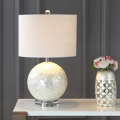 JONATHAN Y 23.5" Zuri Capiz Seashell Sphere Table Lamp (Includes LED Light Bulb) White - JONATHAN Y 1 JONATHAN Y 23.5" Zuri Capiz Seashell Sphere Table Lamp (Includes LED Light Bulb) White - JONATHAN Y