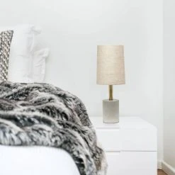 Concrete Table Lamp with Linen Shade Antique Brass - Lalia Home -Desk Lamps sales shop unnamed file 4082