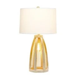 Wood Arch Farmhouse Table Lamp with Fabric Shade Natural - Lalia Home