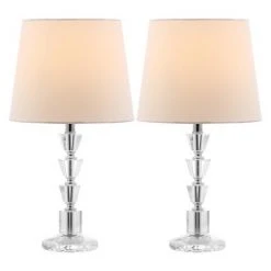 (Set of 2) 16" Harlow Tiered Crystal Lamp Clear (Includes CFL Light Bulb) - Safavieh -Desk Lamps sales shop unnamed file 4105