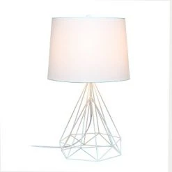 Geometric Wired Table Lamp with Fabric Shade White - Lalia Home