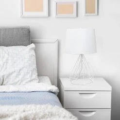 Geometric Wired Table Lamp with Fabric Shade White - Lalia Home -Desk Lamps sales shop unnamed file 4120