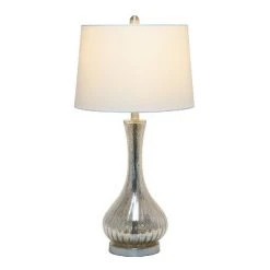 Speckled Mercury Tear Drop Table Lamp with Fabric Shade White - Lalia Home
