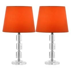 (Set of 2) 16" Erin Crystal Cube Lamp Clear (Includes CFL Light Bulb) - Safavieh -Desk Lamps sales shop unnamed file 4162