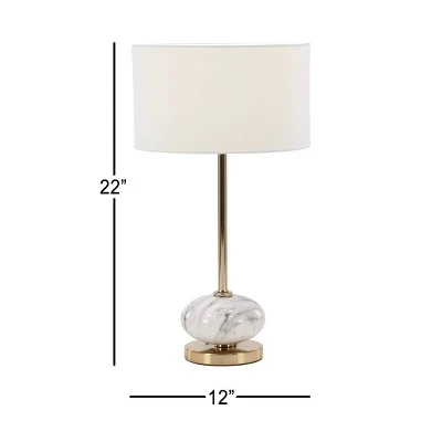Olivia & May Modern Ceramic and Iron Table Lamp Gold/White - Olivia & May 2 Olivia & May Modern Ceramic and Iron Table Lamp Gold/White - Olivia & May - Image 2