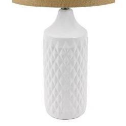 26.5" Geometric Ceramic Table Lamp with Linen Shade White - Cresswell Lighting
