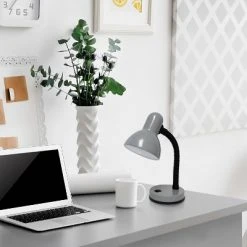 Basic Metal Desk Lamp with Flexible Hose Neck - Simple Designs Gray -Desk Lamps sales shop unnamed file 420