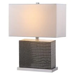 20.5" Delia Faux Alligator Table Lamp Gray (Includes CFL Light Bulb) - Safavieh -Desk Lamps sales shop unnamed file 4222